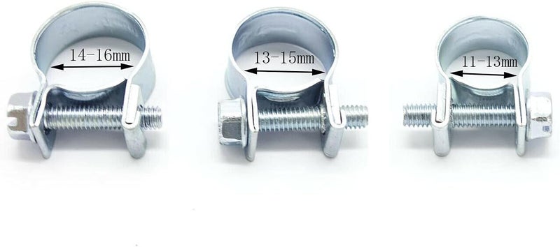 CUQFVAT 3/8"Hose Clamp 1/4" 5/16" Fuel Injection Hose Clamps Hose Clamp Kit Fuel Line Clips Small Hose Clamps Screw Clamps For Automotive Diesel Petrol Pipe(33 Pcs) - Image 3